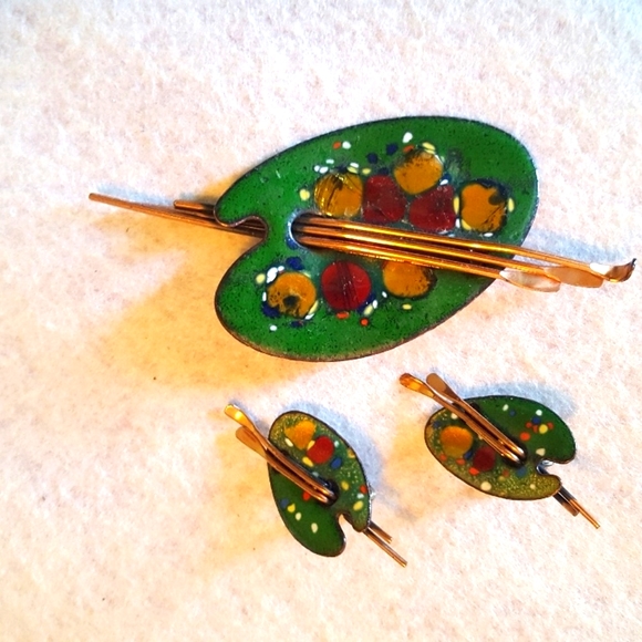 Matisse Renoir Jewelry - RARE 1950'S MATISSE RENOIR ARTISTS PIN & EARRINGS